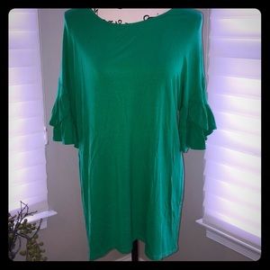St. Paddy’s day green ruffle sleeved tunic!